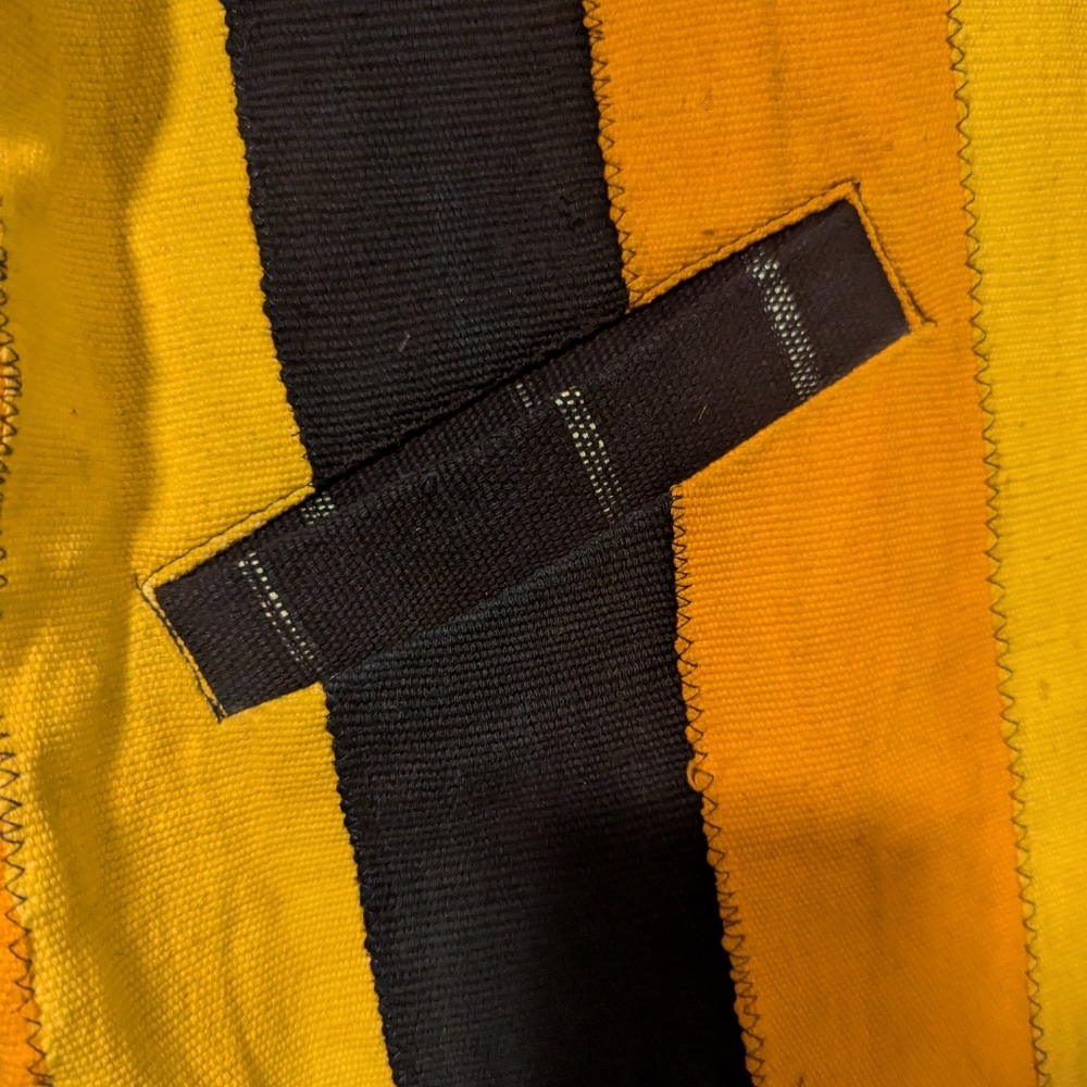 Larry Jay Ghanaian Designer Stylish Long Orange and Indigo Coat - Picture 6 of 10